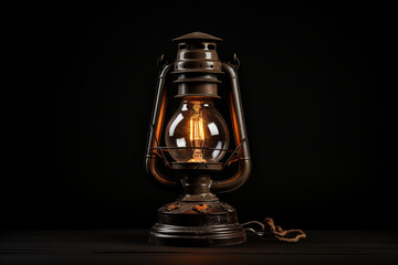 Fototapeta na wymiar Old lamp on black background