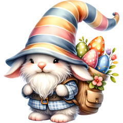 Obraz na płótnie Canvas Cute Easter Gnome Collection, PNG, Watercolor, Illustration, Generative AI. 