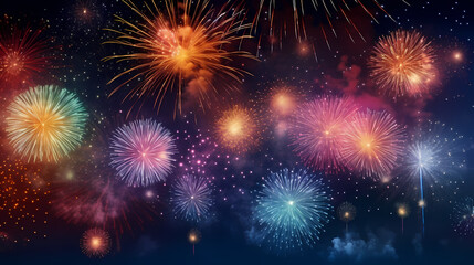 Fototapeta premium Fireworks background for celebration, holiday celebration concept