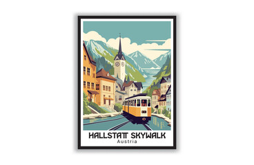 Hallstatt, Austria. Vintage Travel Posters. Famous Tourist Destinations Posters Art Prints Wall Art and Print Set Abstract Travel for Hikers Campers Living Room Decor