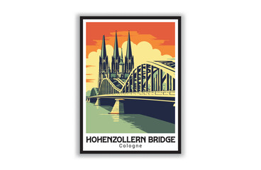 Hohenzollern Bridge, Cologne. Vintage Travel Posters. Famous Tourist Destinations Posters Art Prints Wall Art and Print Set Abstract Travel for Hikers Campers Living Room Decor