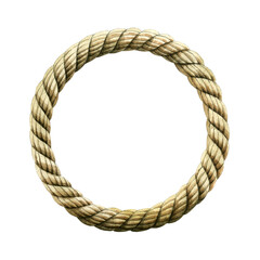 Watercolor Rope round frame. Round ropes, rounded borders, decorative circles of marine cable frame. Endless loop twisted illustration. Nautical twisted knot logo isolated background. 