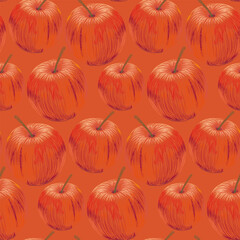 Obraz premium Pattern with apples. Fruit motifs. Vector illustration. For print.