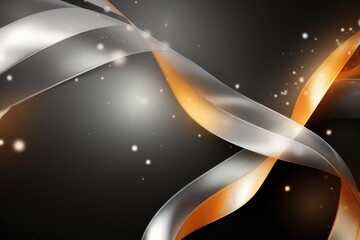 Abstract background with golden and silver wavy lines. Abstract backrgound with Gold and silver ribbon for Hearing Impairments, Hearing Disorders, Tinnitus, Meniere's Disease awareness days