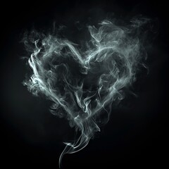  heart in the form of smoke on a solid black background