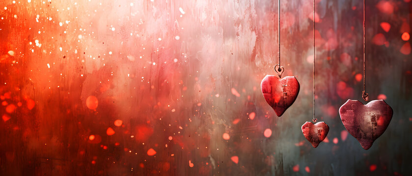 Amidst a sea of light, a lone red string holds a heart, binding two souls together in an ethereal love