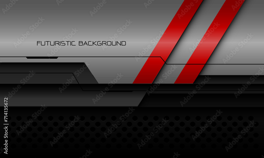 Poster abstract metallic red line slash grey cyber black line circle mesh geometric design modern futuristi