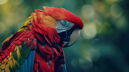 Parrot bird with bokeh background.