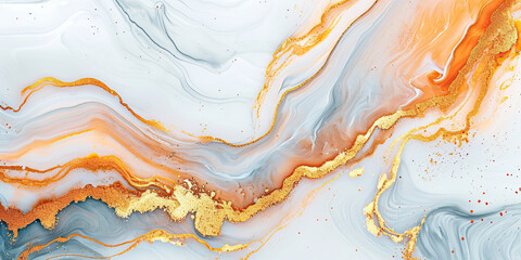 Abstract marble background, Gray and peach agate texture with thin gold veins.