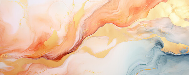 Fototapeta premium Abstract marble background, Gray and peach agate texture with thin gold veins.