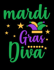 Mardi Gras decoration typography t-shirt design carnival
