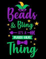 Mardi Gras decoration typography t-shirt design carnival