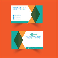 Modern business card template green colors. Flat design vector abstract creative 