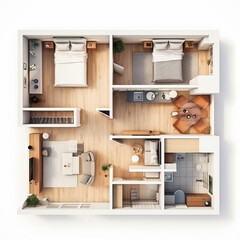 Floor plan top view. Apartment interior isolated on white background.