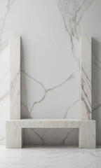 Marble wall stand with columns. Product stand and podium for display.