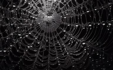 Spider web on black background. Filament