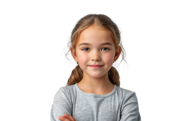Portrait of a happy smiling child girl isolated on transparent