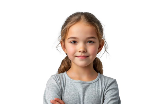 Portrait of a happy smiling child girl isolated on transparent - Powered by Adobe