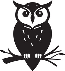 owl on branch silhouette of vector illustrator 