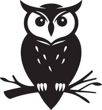 Owl On Branch Silhouette Of Vector Illustrator 