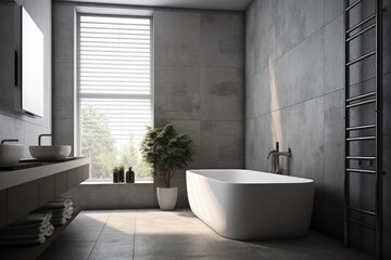 Discolored minimal design decoration modern bathroom interior