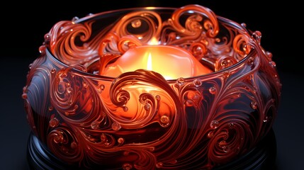 A top-down view of a melting candle with wax forming intricate and delicate tendrils, resembling frozen flames.