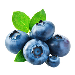 Obraz premium Blueberry isolated. Blueberry with leaves on transparent