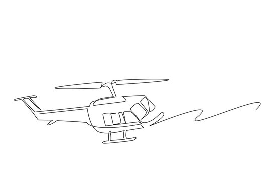 helicopter plane flying object one line art design