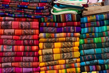 Foto op Canvas aguayo, mantel tejido en telar de colores, norte de Argentina © Patricia Molaioli