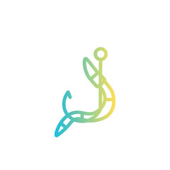 bait worm hook line gradient icon