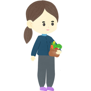 child with an vegetables