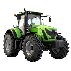 Obraz premium Green modern agricultural tractor isolated on transparent