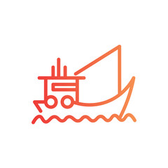 boat fishing ship line gradient icon