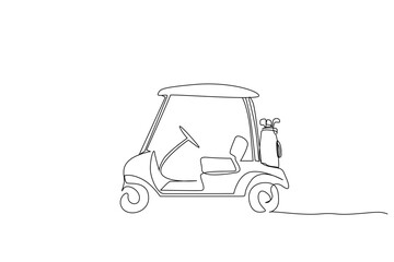 golf cart sports object activity one line art design