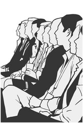 Stylized vector illustration of seated audience