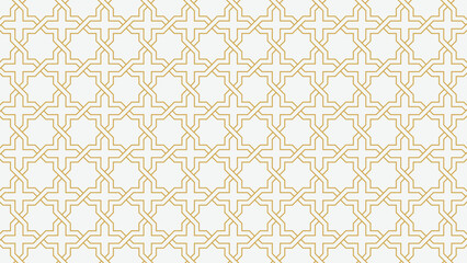 Seamless pattern based on traditional islamic art. Gold color lines.Great design for fabric,textile,cover,wrapping paper,background.Fine lines.