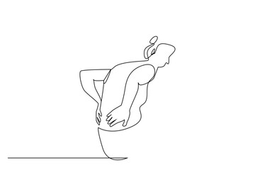 woman old back waist pain health one line art design
