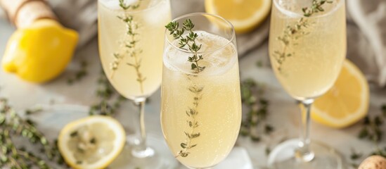 Italian Prosecco drink, made with white sparkling wine, bitter, thyme, and juniper.