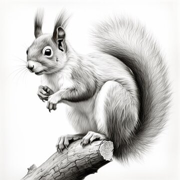 Pencil sketch nice squirrel animal image Generative AI