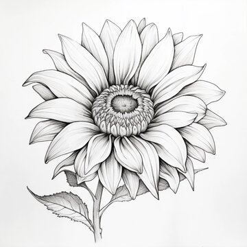 Pencil sketch nice sunflower drawing image Generative AI