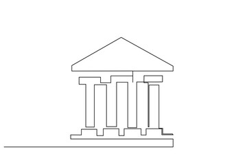 bank columns structure old greek romanian finance building one line art design