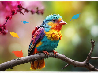 Obraz premium Colorful Bird Art color generative AI Photo