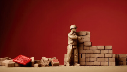Figure of worker laying bricks