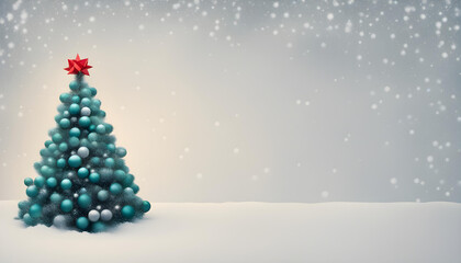Fototapeta na wymiar Christmas banner, minimalism, pop art, copy space, Snow, Christmas Tree
