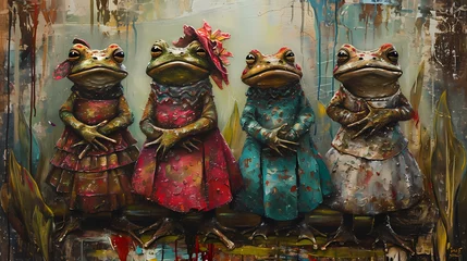 Deurstickers frog ladies © Manja