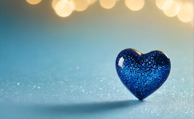 Fototapeta premium A small blue heart on a sparkling white background. Generative AI