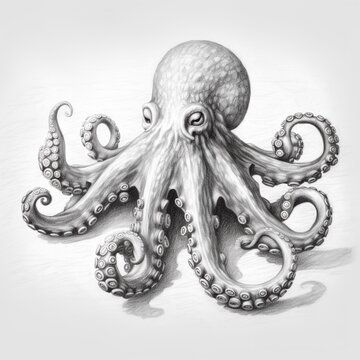 Pencil sketch octopus animal drawing image Generative AI
