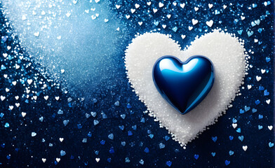 Obraz premium A small blue heart on a sparkling white background. Generative AI