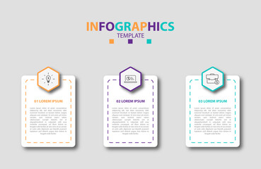 Fototapeta na wymiar Vector Infographic arrow design with 3 options or steps. Infographics for business concept. Can be used for presentations banner, infographic, process, element, data, diagram, finance, five, flow,