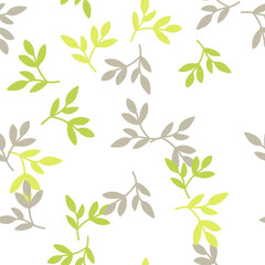 Chic and organic seamless pattern with leaves and herbs.